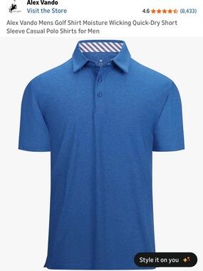 8 Alex Vando Men's Performance XL Polo Shirts in Multiple Colors